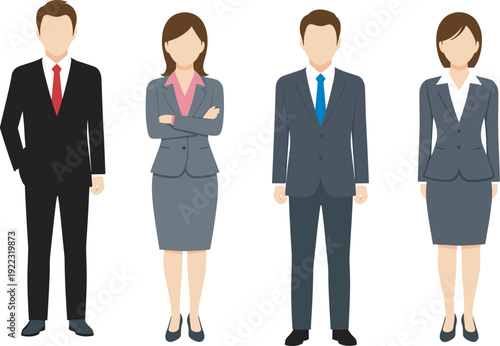 Set of diverse business professional silhouettes and modern casual people flat vector illustrations isolated on white background for lifestyle design