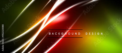 Abstract neon lines create dynamic background. Vivid colors blend, forming modern design element. Bright glow emphasizes curves, gradients.