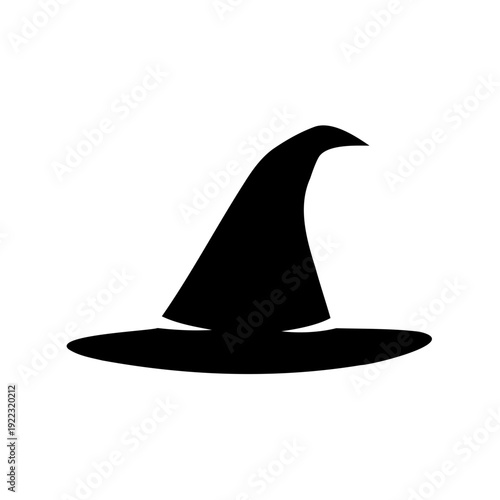 Simple Black Witch Hat Silhouette for Halloween with Pointed Top
