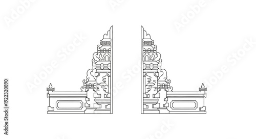 Ornate Balinese Gate Entrance Architecture.