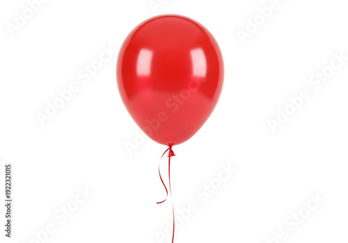 A red balloon floating in the air with a string