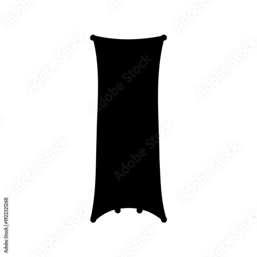 Black spandex backdrop cover silhouette for photo booth stand on white background