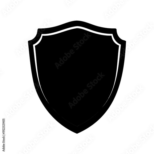 Simple yet strong shield icon provides protection in a black silhouette