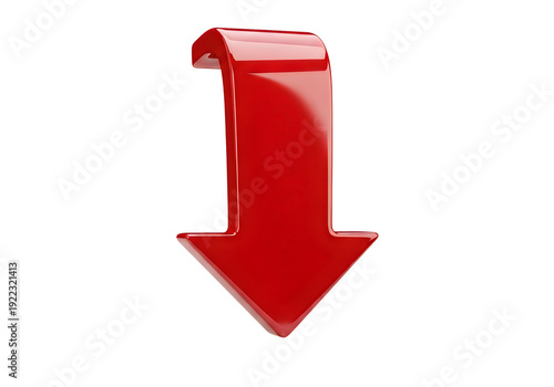 A large red arrow pointing downwards on a white background