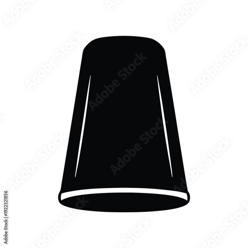A minimalist black and white illustration of an upside down plastic cup