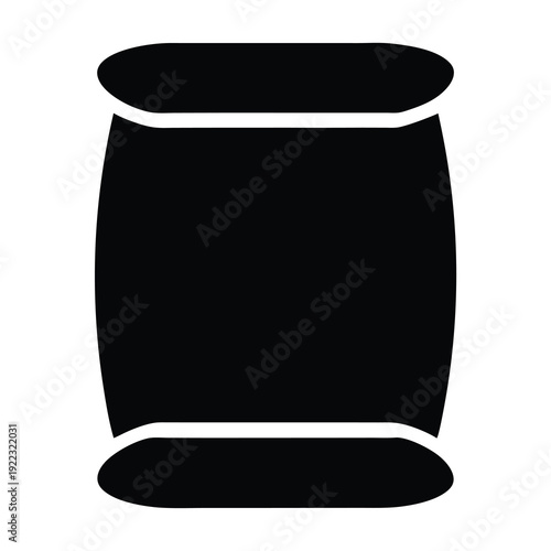 Silhouette of a barrel like container with a rounded shape and ends