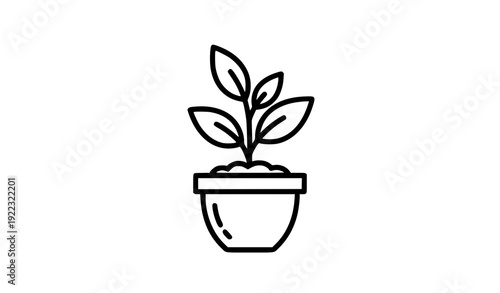 Plant in pot line icon flat UI vector