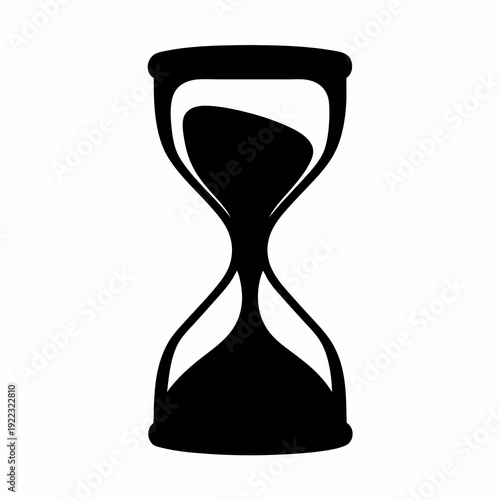 Black hourglass illustration representing the passage of time, deadlines, and urgency