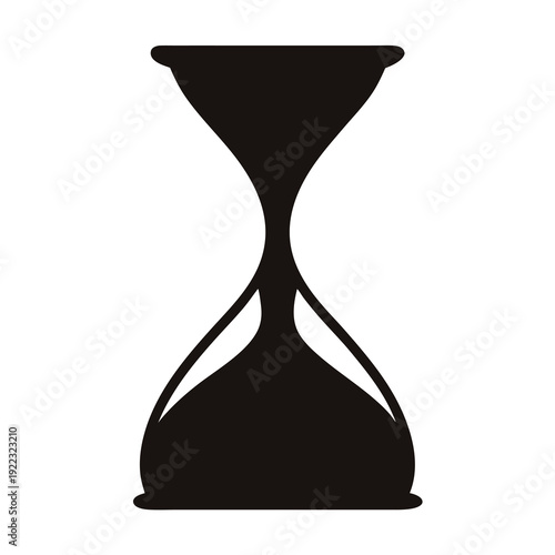Sleek black hourglass silhouette on white background symbolizing time management and deadlines