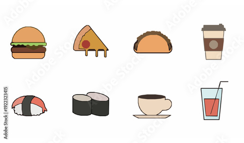 Minimal Food Icons – Restaurant and Delivery Graphic Vector Set