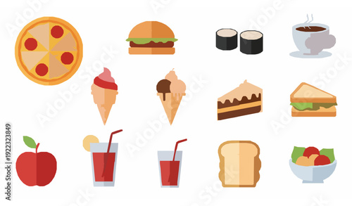 Food Icon Set – Modern Flat Graphic Vector Illustration