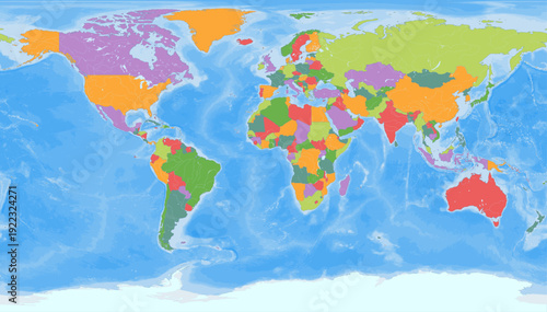 Colorful Blank World Map with Country Borders – Patterson Projection