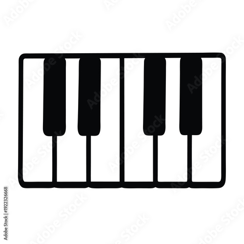 Simple black and white illustration of a small portion of piano keys
