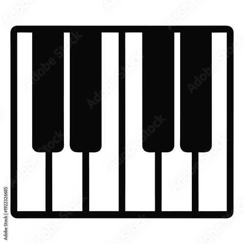 Minimalist illustration of piano keys depicting musical instruments and classical music