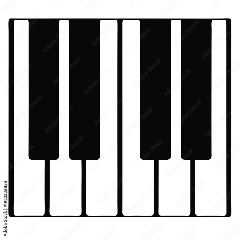 Naklejka premium Simple black and white piano keys illustration for musical creativity and design