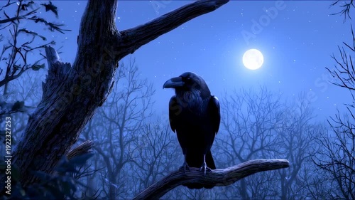 Ravens Night - A Dark Bird Under the Moons Gaze.