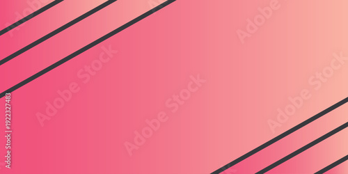 Geometric luxury background. Pink gradient with diagonal black lines. Business and promotional template