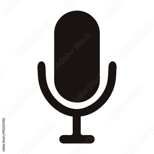 Black microphone illustration for recording audio or broadcasting in a podcast