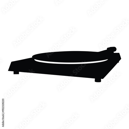 A Silhouetted Illustration of a Classic Turntable for Vinyl Records