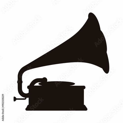 Vintage gramophone silhouette representing historical music and sound technology evolution over time