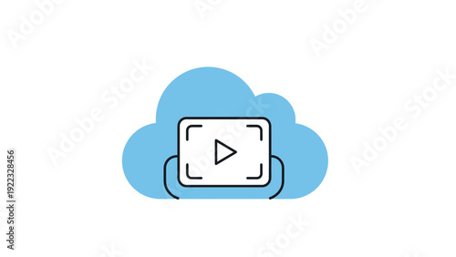 Cloud Video Play Icon Button.