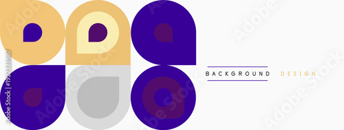 Geometric shapes, circles, squares, light colors, purple hues. Minimalist design, clean lines, modern aesthetic, simple composition.