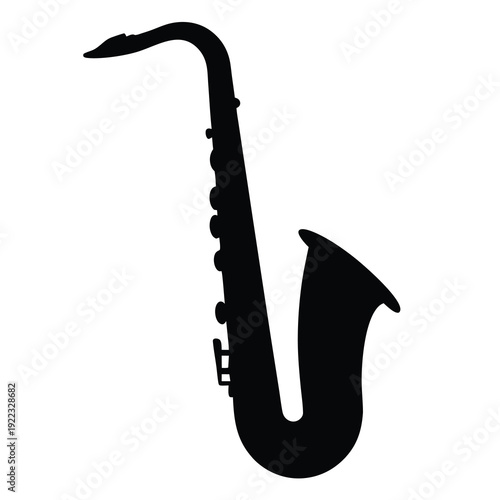 Silhouette of a black saxophone on a white background illustration image