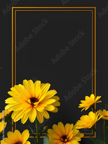 Elegant Funeral Background with Yellow Flowers, ideal for memorial services, obituaries or sympathy cards