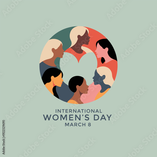 A diverse group of women form a heart shape celebrating international women s day on march 8th