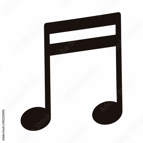 A stylized depiction of a sixteenth note symbol on a white background