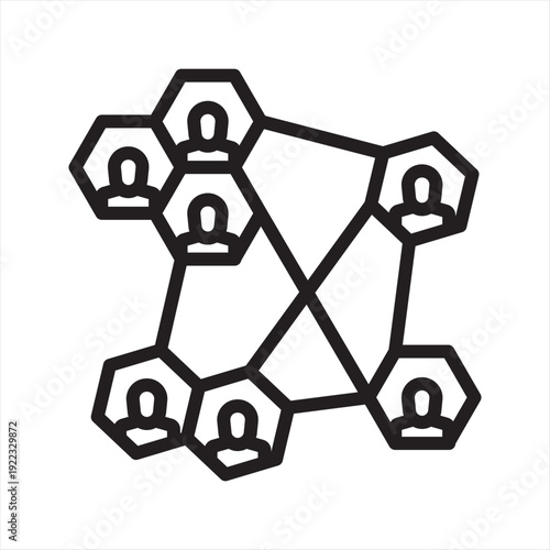 Decentralized Organization virtual economy simple line icon