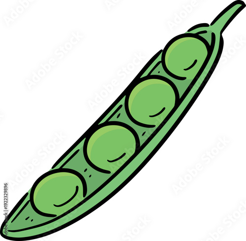 Illustration of green pea pod