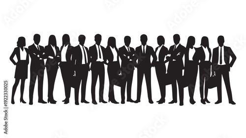 Business people, set of vector silhouettes and silhouettes of men	
