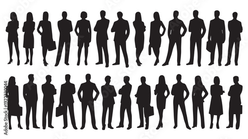 Business people, set of vector silhouettes and silhouettes of men	
