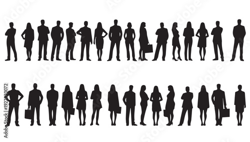 Business people, set of vector silhouettes and silhouettes of men	

