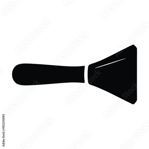 Stylized Black Silhouette of a Makeup Brush Isolated on White Background