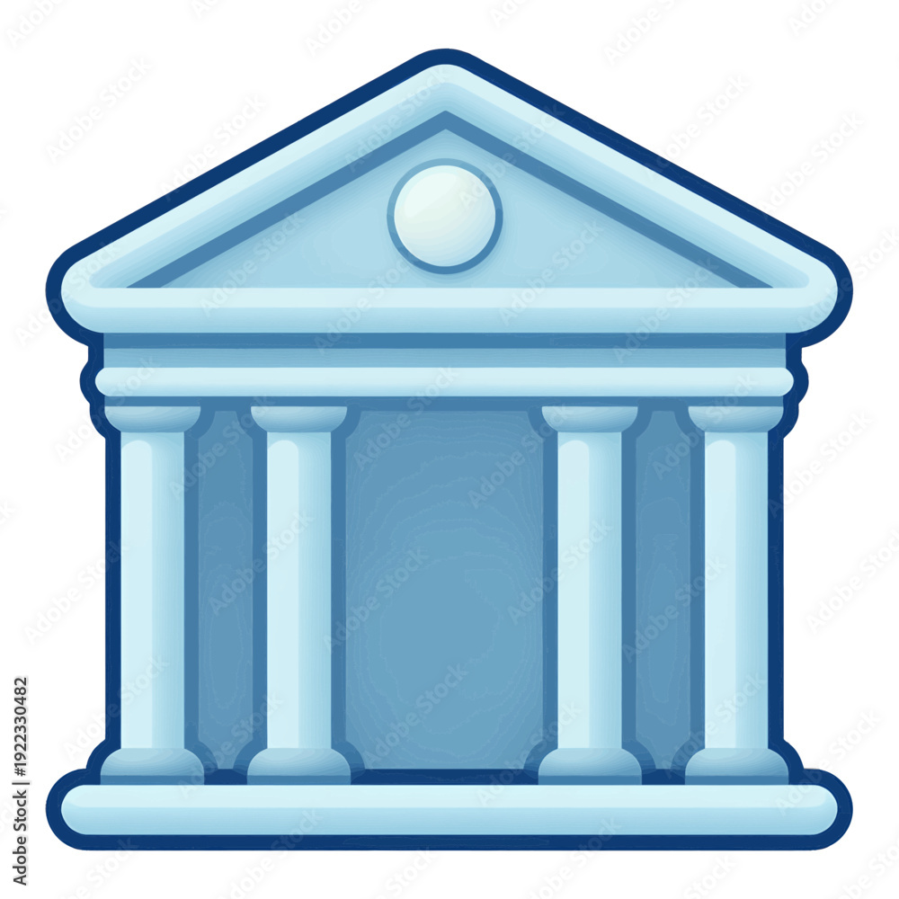 Fototapeta premium Blue Classical Building Icon Vector Illustration