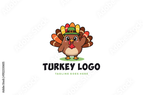 Mascot turkey logo design