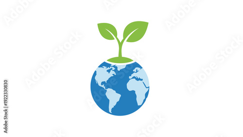 Globe with Sprouting Green Leaves.