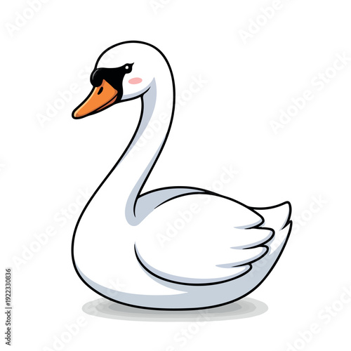 Cartoon illustration of a white swan wearing sunglasses on a plain white background with a playful mood.