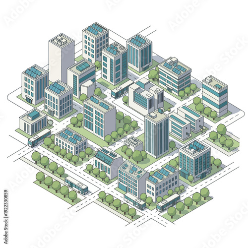 Cityscape with Modern Buildings.