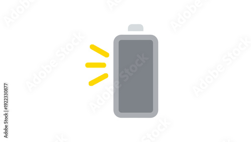 Gray Battery Icon with Yellow Sparks.