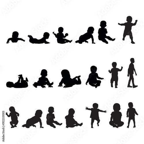 vector silhouettes of children. silhouettes of children. silhouettes of people