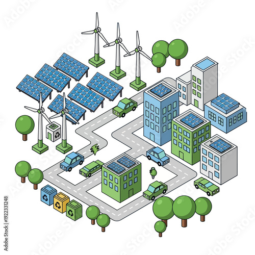Sustainable Cityscape with Renewable Energy.
