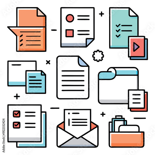 icon set like business documents marketing