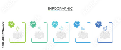 Business infographic template with 5 options, steps, process chart. Can be used for workflow layout, diagram, annual report, web design