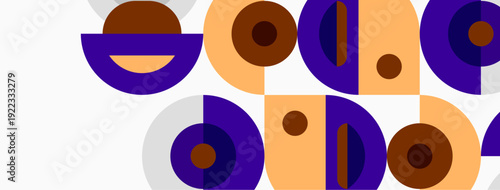Abstract geometric pattern. Circles, arcs, shapes repeat creating modern visual texture. Warm, cool colors contrast nicely.