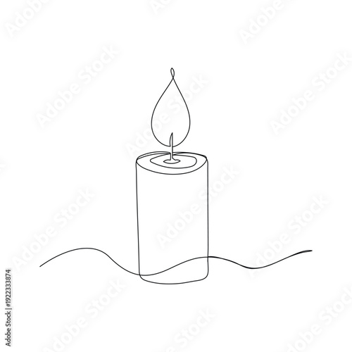 Memorial day One continuous line drawing of candle vector illustration. one line Icon drawing with white background