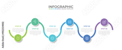 Vector infographic label design with circle infographic template design and 4-5-6 options or steps. Can be used for process diagram, presentations, workflow layout, banner, flow chart, info graph