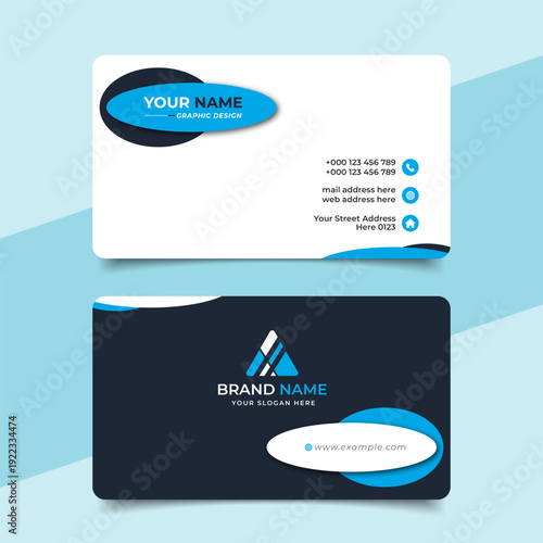 Creative modern blue business card design  name card corporate visiting card and simple clean template vector design